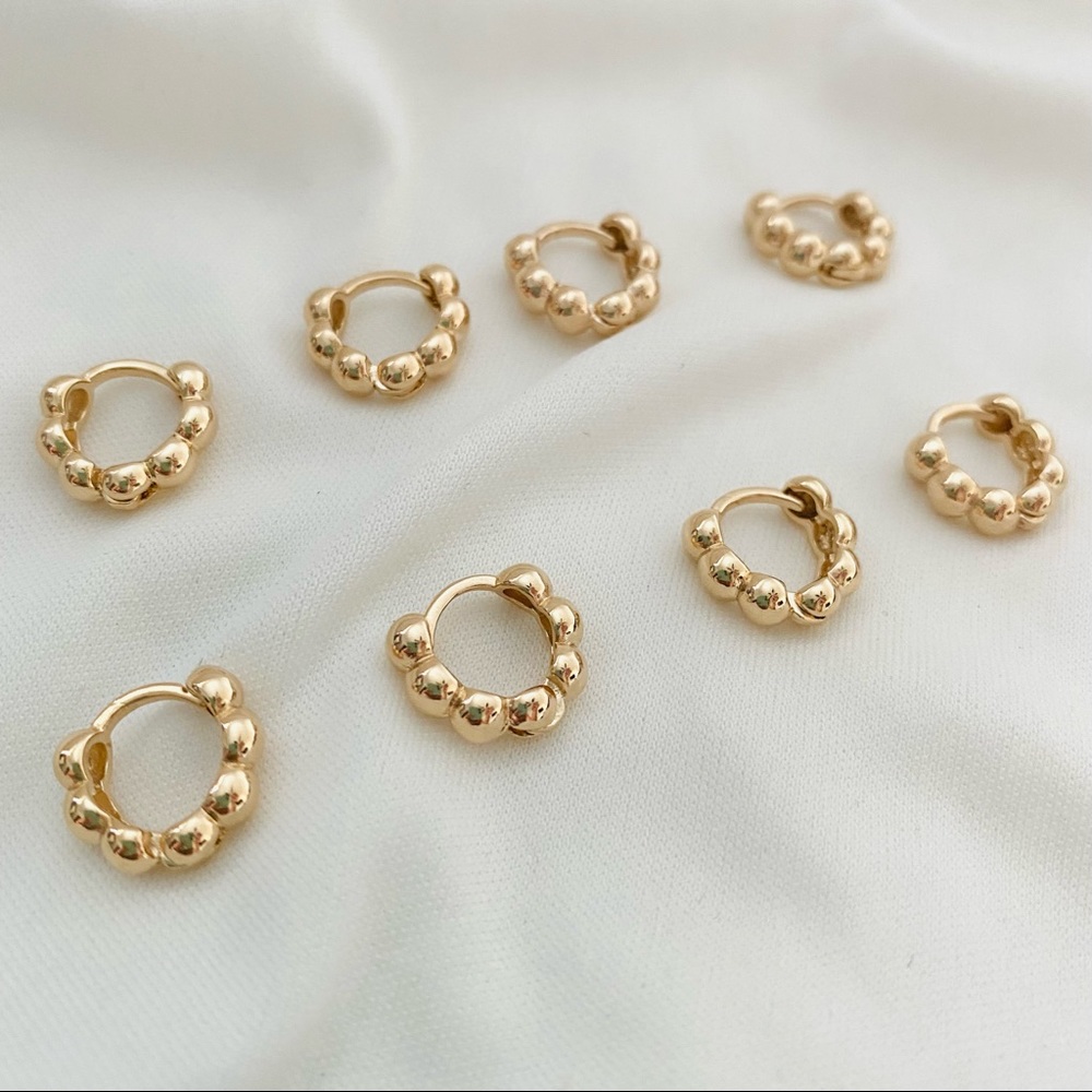 Gold Bead Huggies - Picture 5 of 10